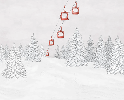 Papier peint montagne télécabine rouge