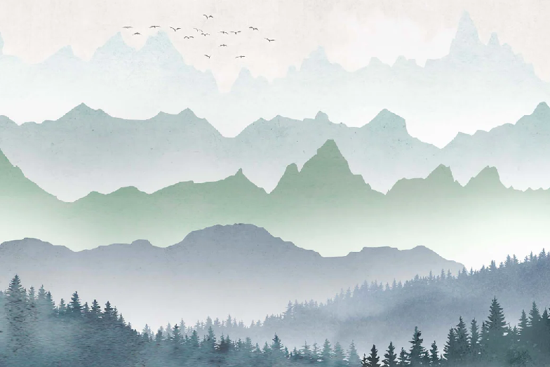 Forest morning mist wallpaper