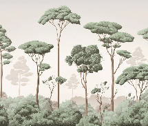 Papier peint brise légère pinède - Muralconcept
