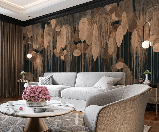 Papier peint cyprès méditerranéen abstrait - Muralconcept