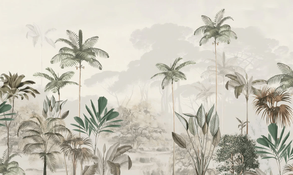 Papier peint panoramique jungle eden vert - Muralconcept