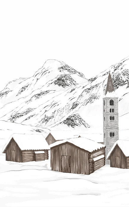 Papier peint village val d'Isère, XXL, tendance