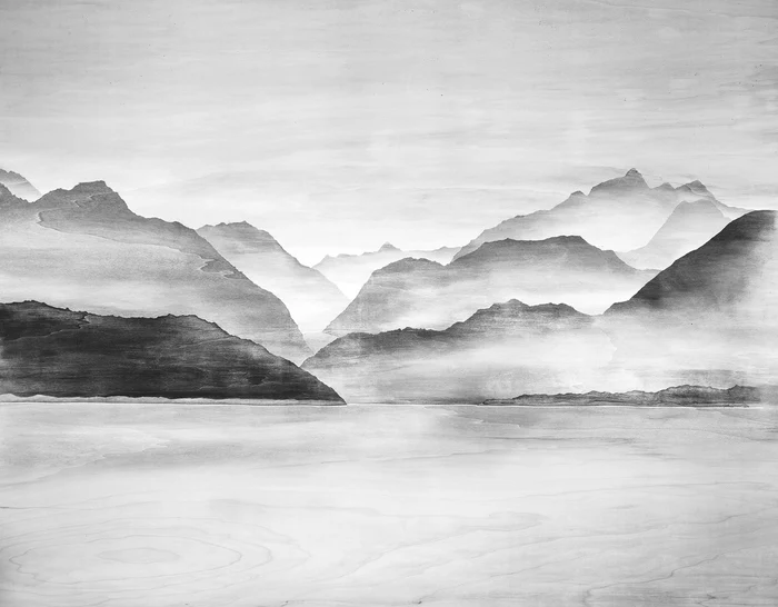 Papier Peint Sommets d’Argent | Les Bleus du Lac®, XXL, tendance