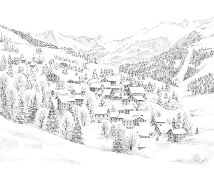 Papier peint montagne Méribel - Muralconcept
