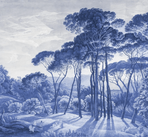 Papier peint paysage historique italien bleu, XXL, tendance