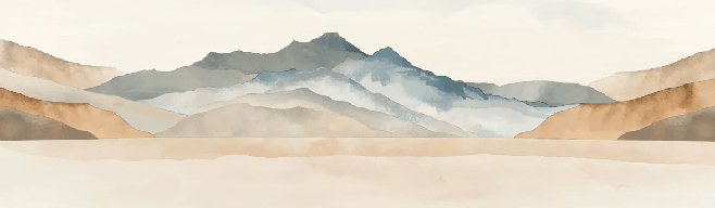 Papier peint panoramique montagne aquarelle pastel – Décor mural paysage apaisant - Muralconcept