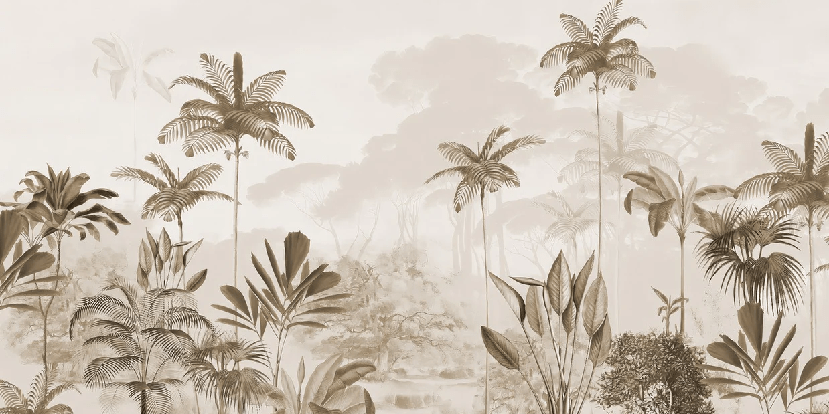 Papier peint panoramique jungle eden sépia, XXL, tendance