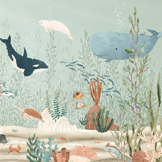 Papier peint bébé monde marin - Muralconcept