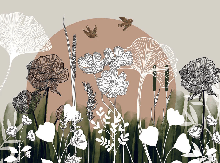 Papier peint panoramique illustration florale - Muralconcept