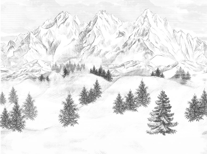 Papier peint montagne sommets de Chamonix - Muralconcept
