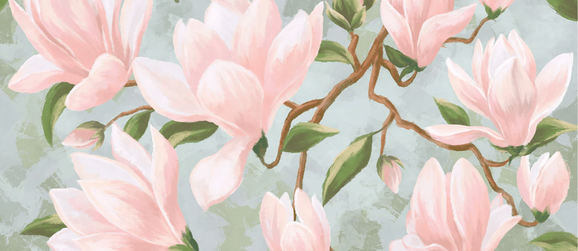 Papier peint magnolia en fleur