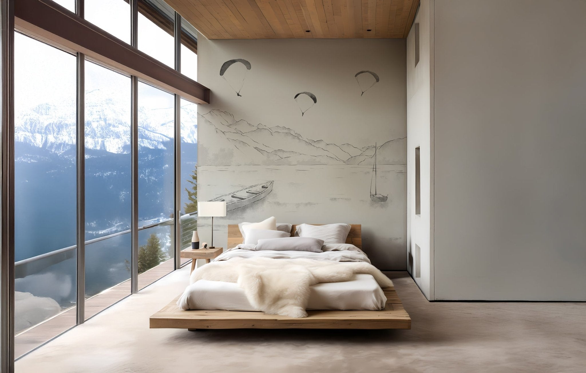 Papier peint Annecy - cimes & art en monochrome, XXL, tendance