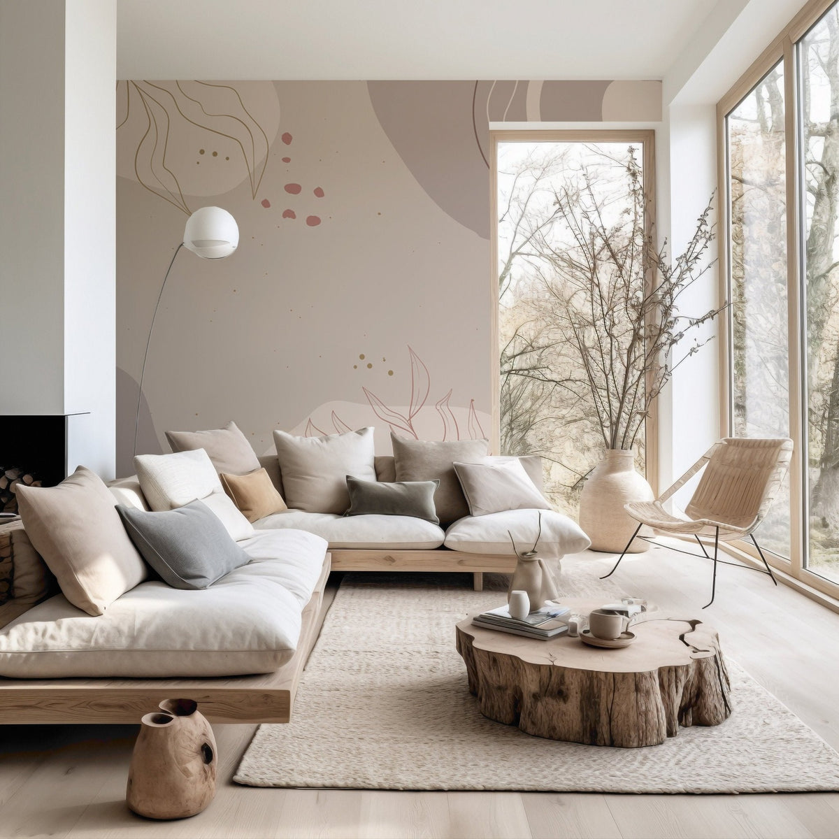 Papier peint abstral coraux