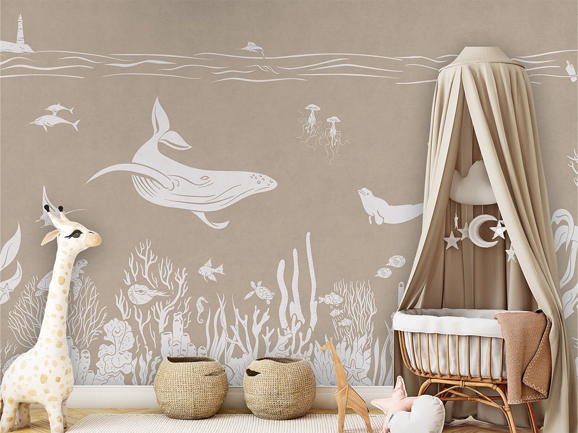 Papier peint balade aquatique beige, XXL, tendance