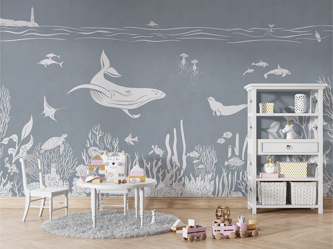 Papier peint balade aquatique bleu, XXL, tendance