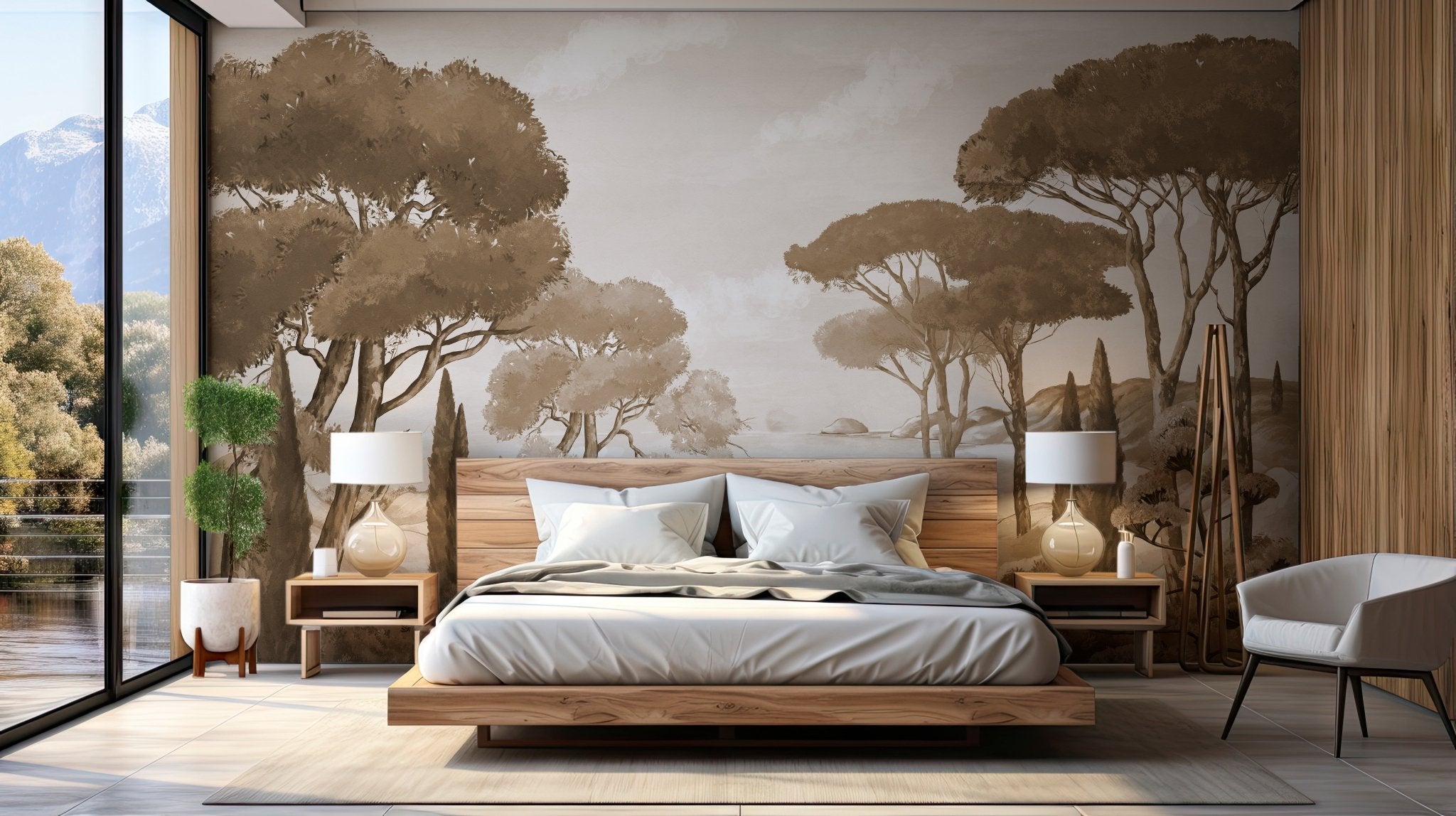 Papier peint balade dans les calanques monochrome - Muralconcept