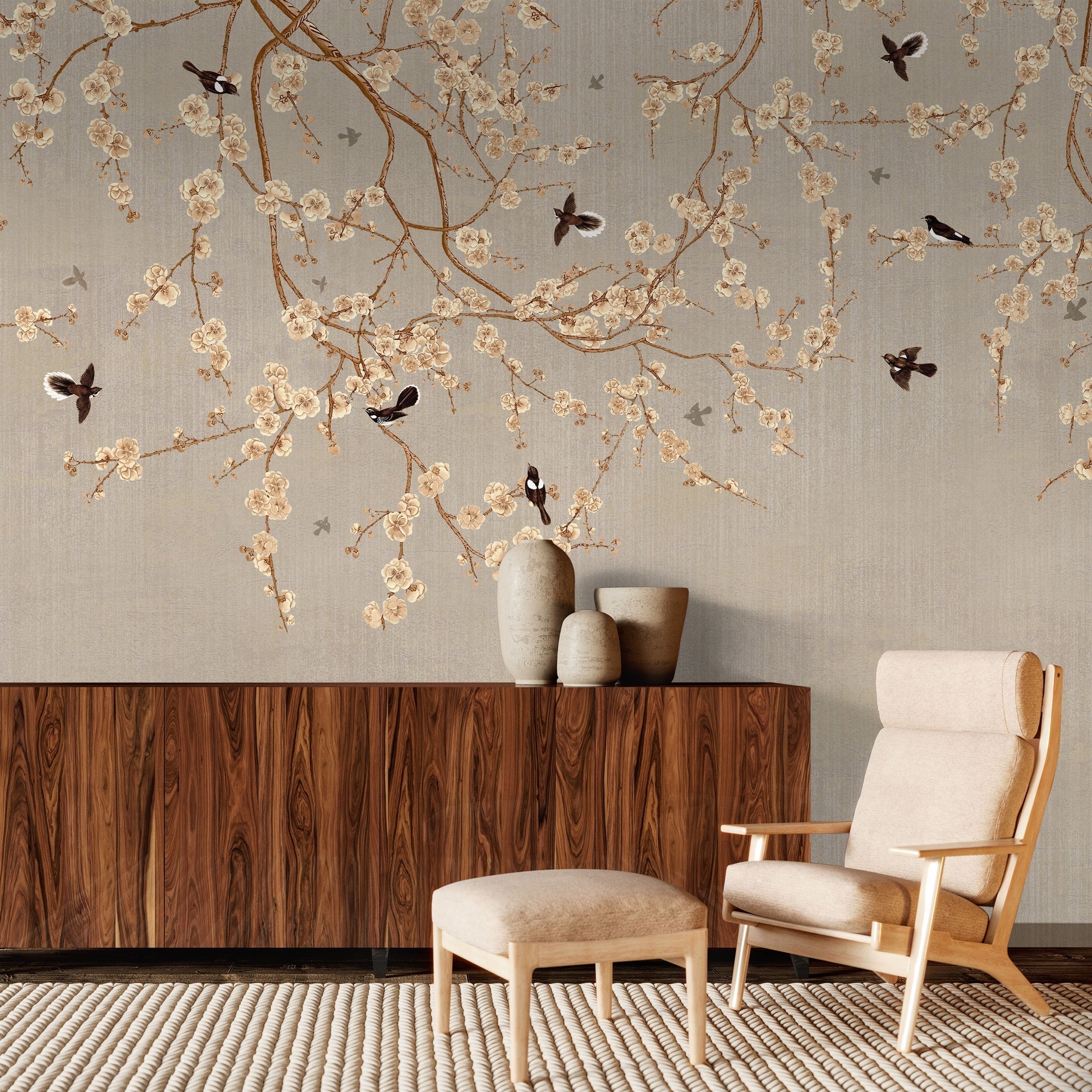 Papier peint branches fleuries, XXL, tendance