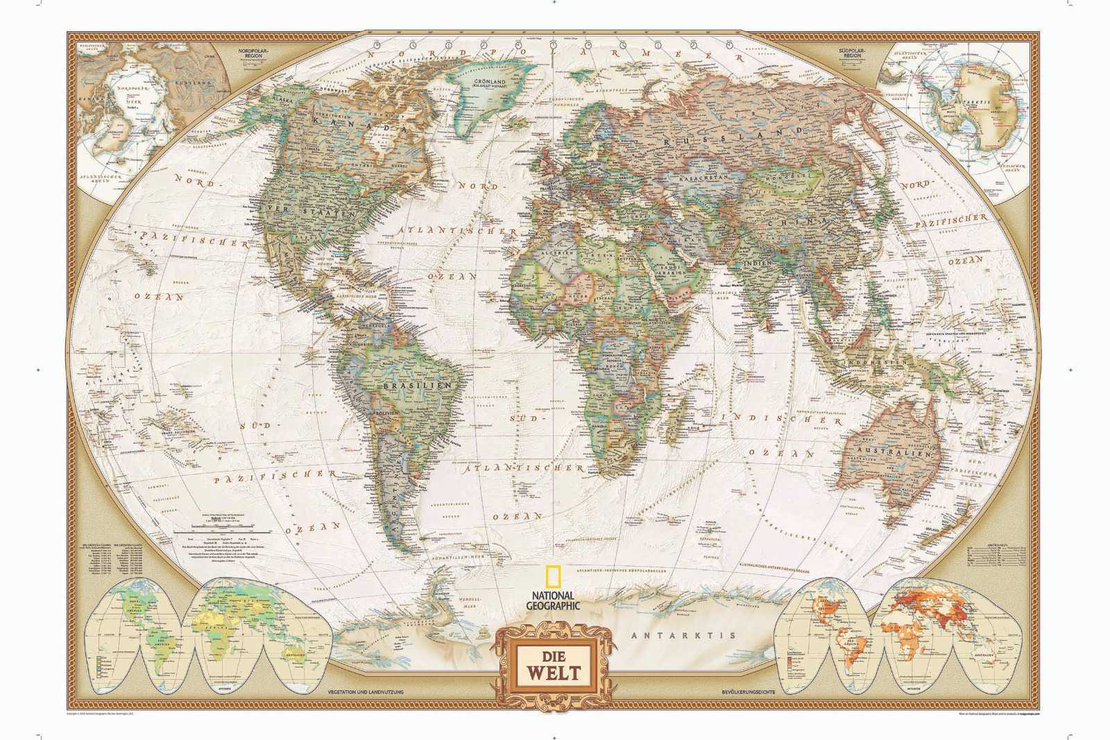 Papier peint Carte du monde classique, XXL, tendance