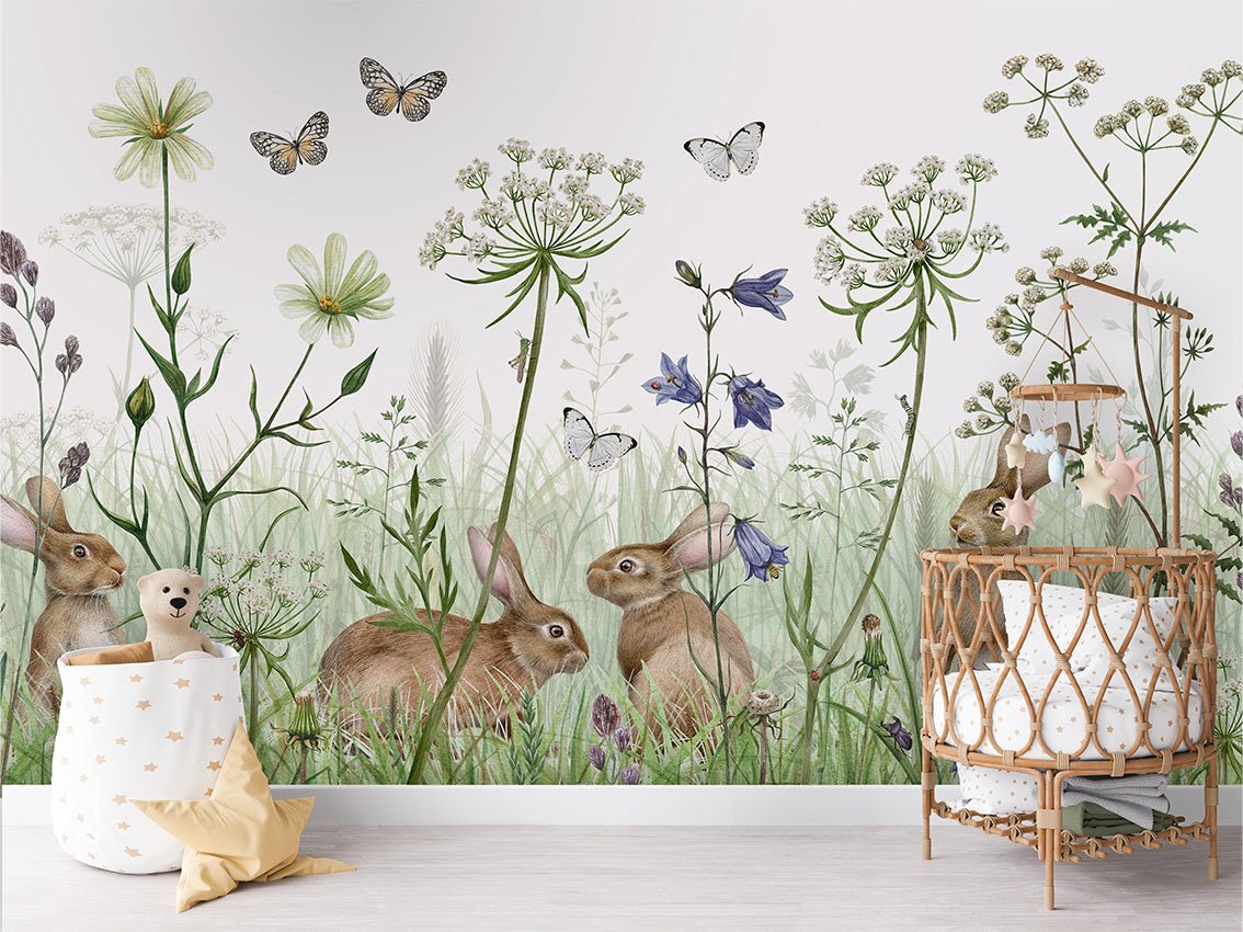 Baby room wallpaper rabbits 