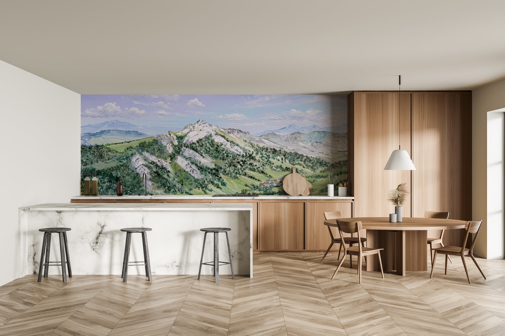 Papier peint Chartreuse – Peinture murale montagne d’artiste