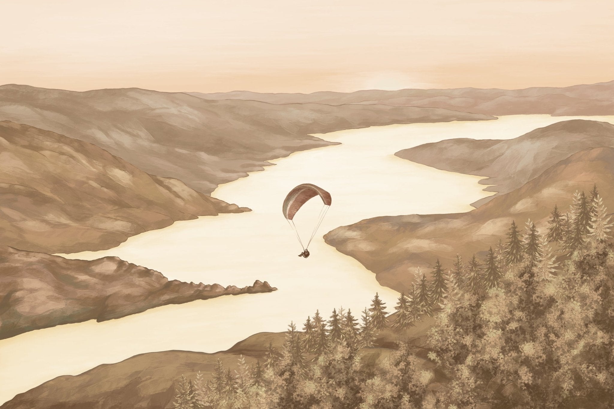 Papier peint col de la Forclaz sépia light, XXL, tendance