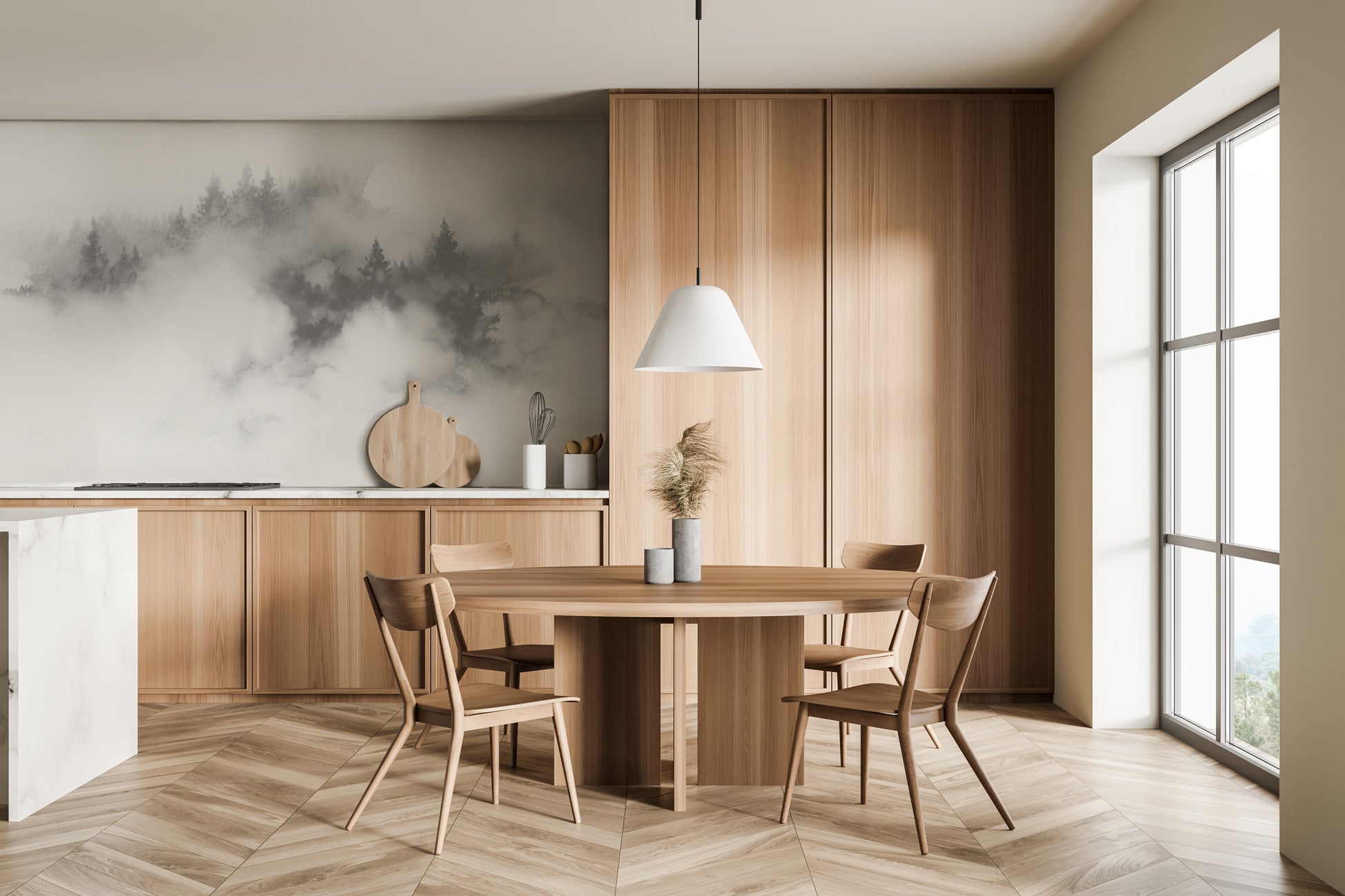 Papier peint brume des Cimes gris, XXL, tendance