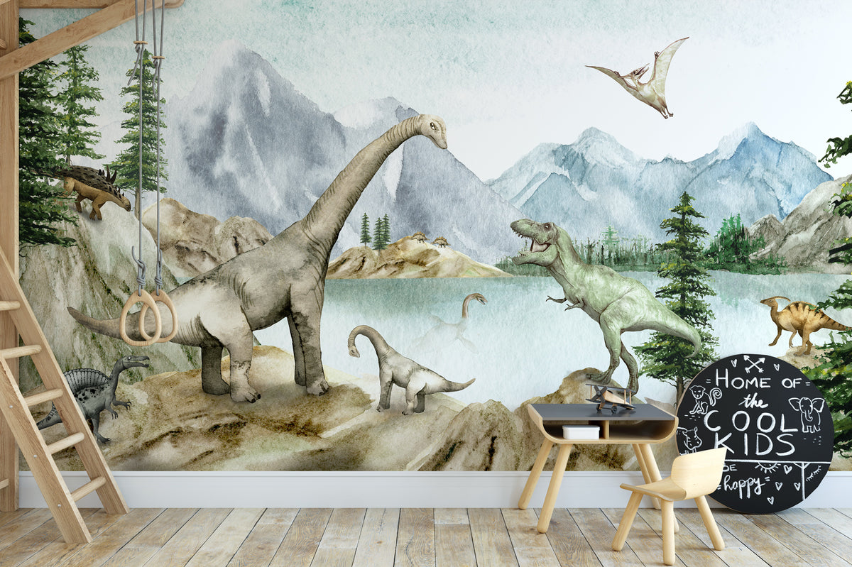 Watercolor dinosaurs wallpaper 