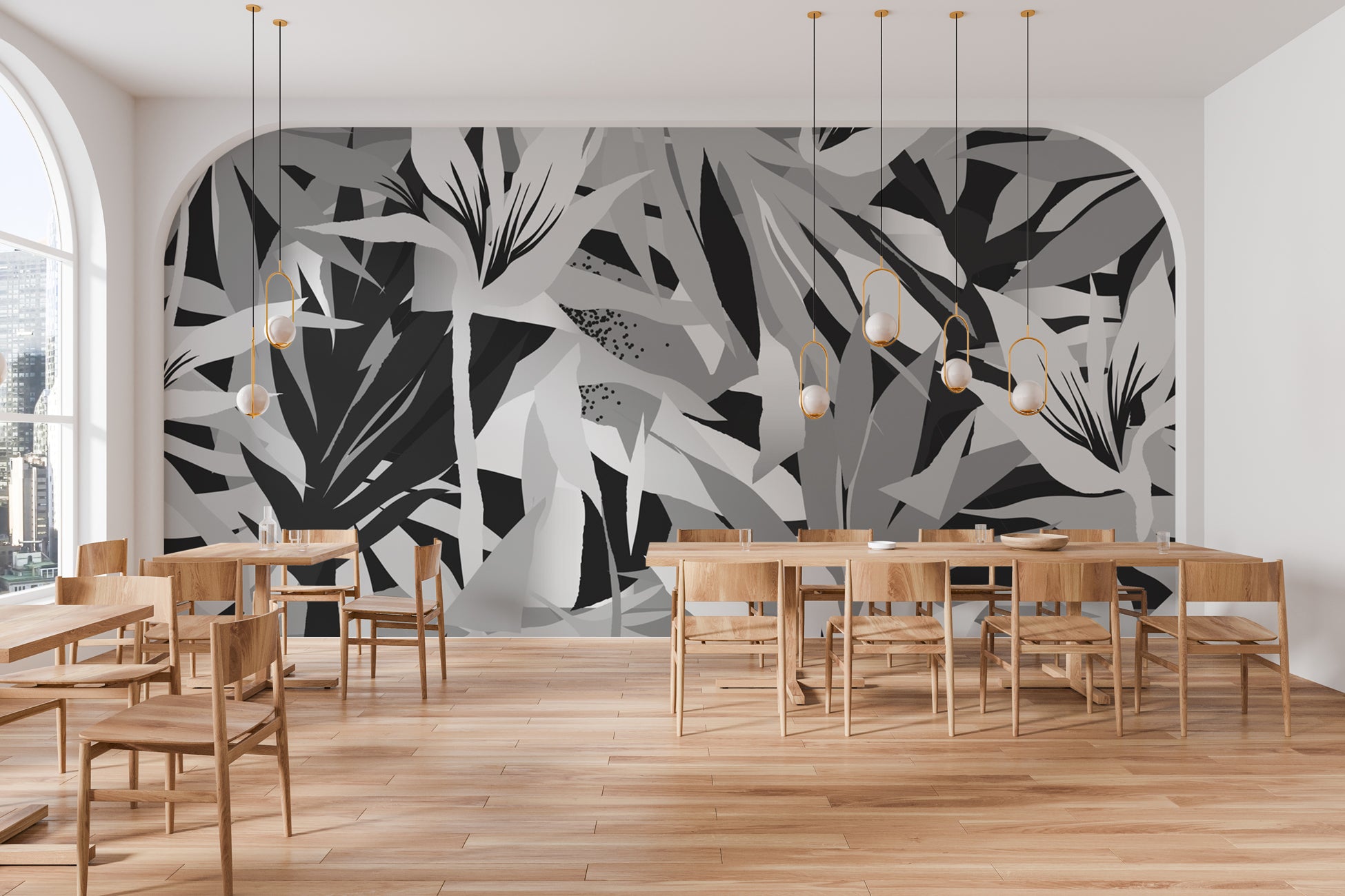 Papier peint fragrance noir et blanc, XXL, tendance