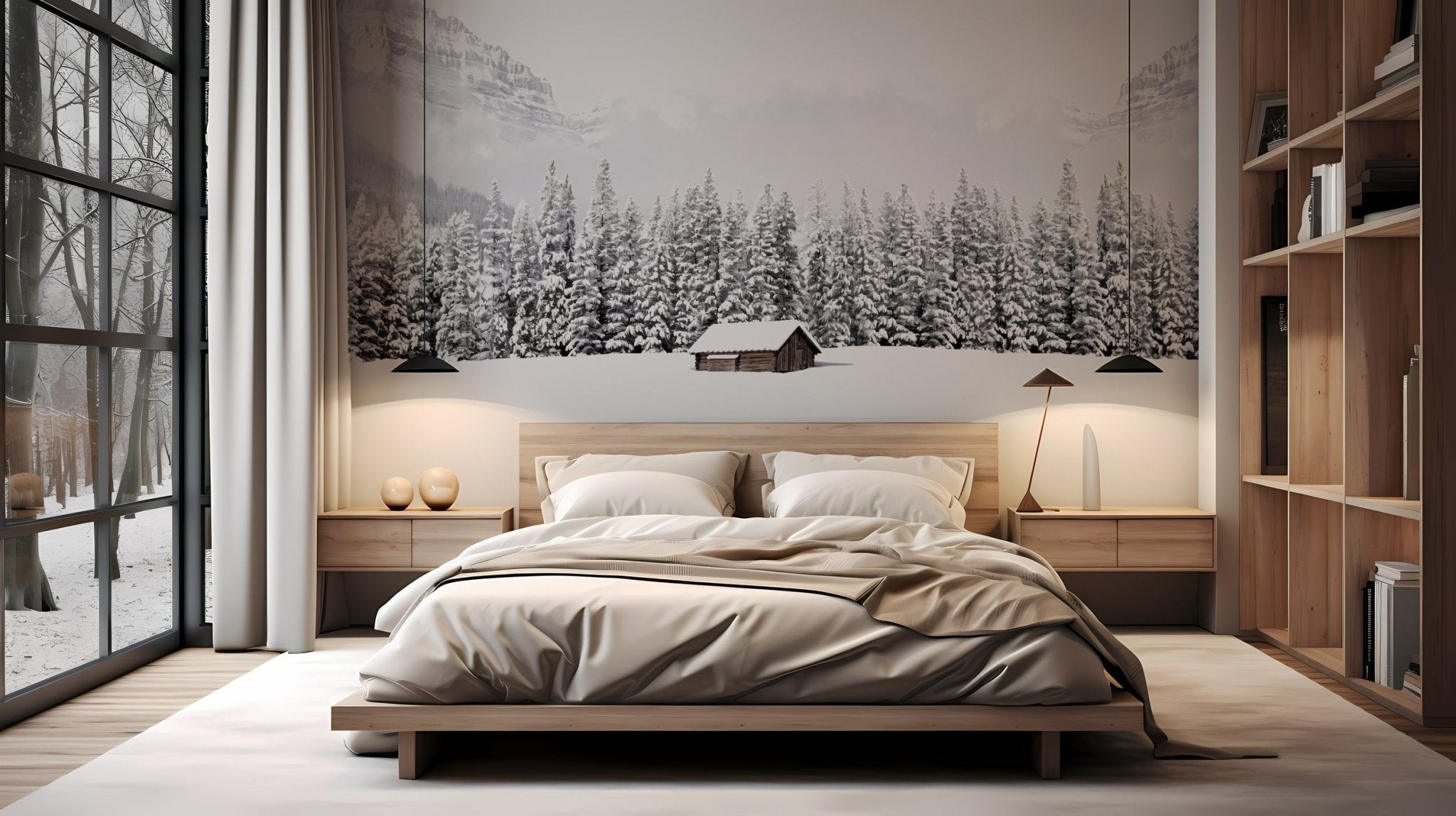 Papier peint panoramique chalet en montagne, XXL, tendance