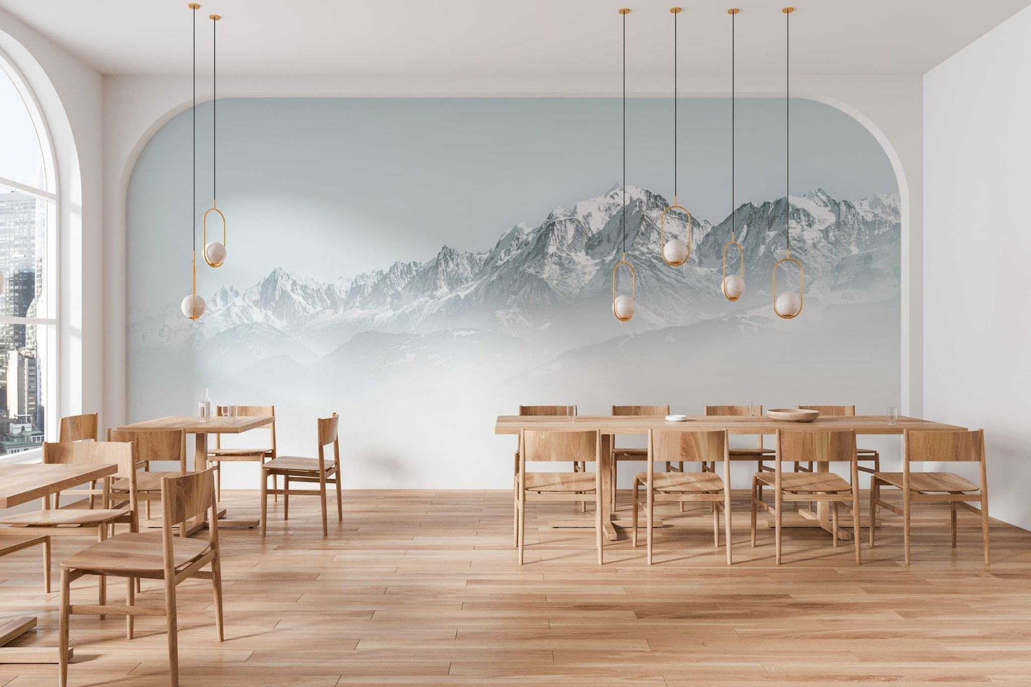 Papier peint Mont Blanc dans la brume bleu, XXL, tendance