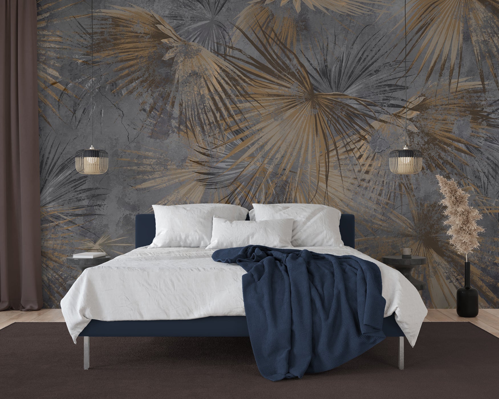 Papier peint panoramique palm vintage, mural concept, tendance