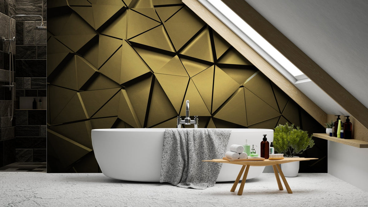 3D wallpaper black perspective gold