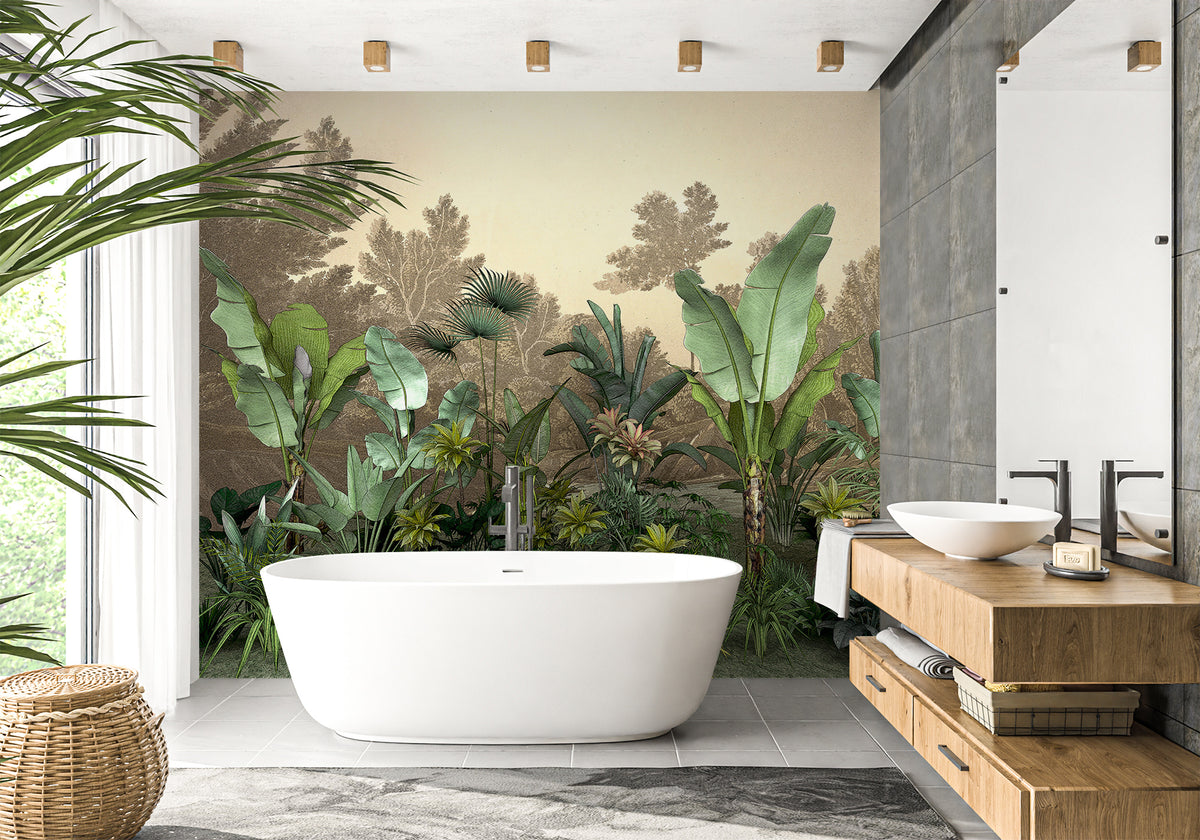 Bathroom wallpaper Jungle trend indonesia