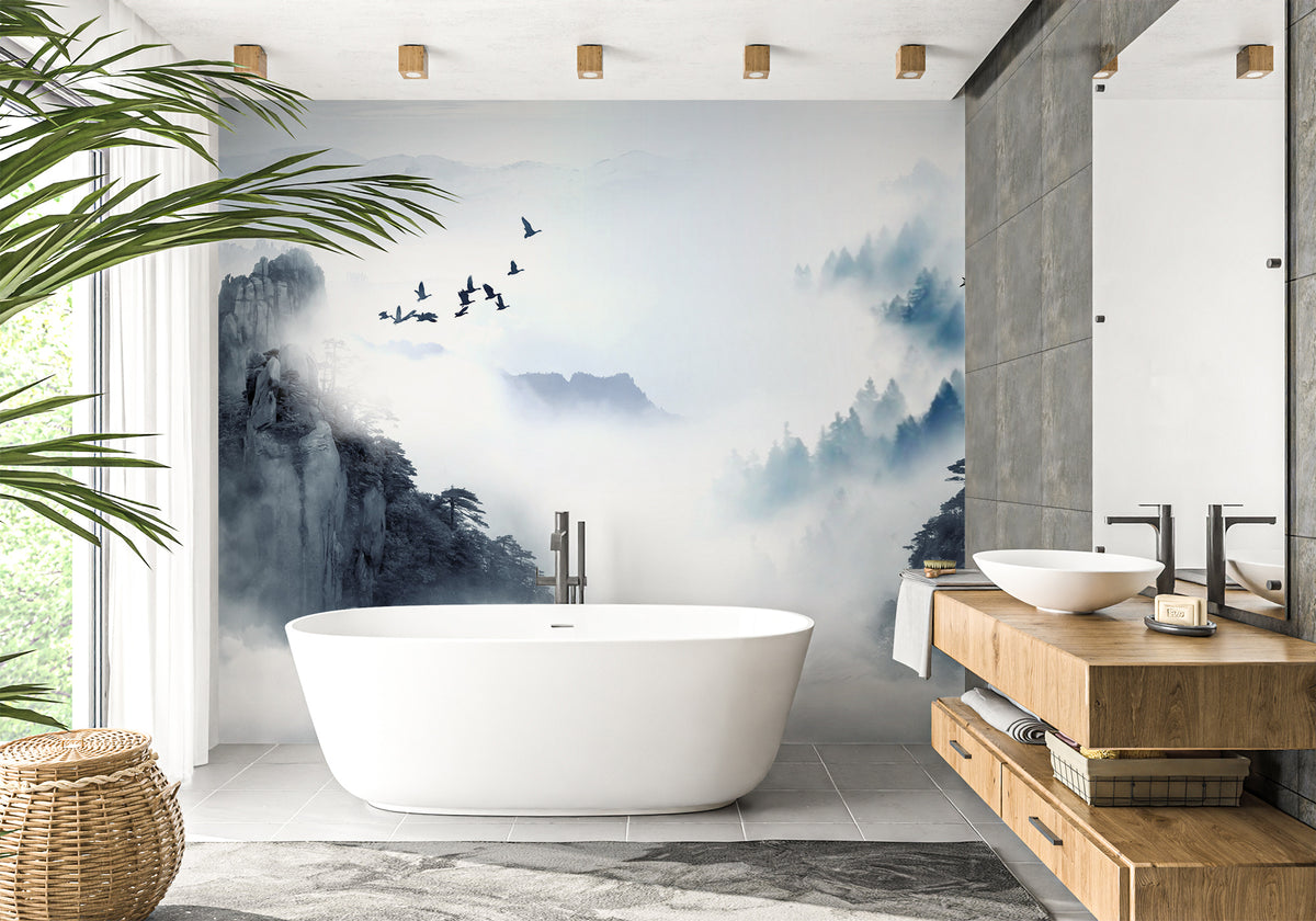 China sunrise bathroom wallpaper