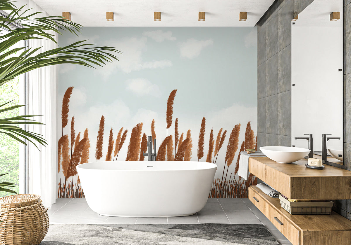 Pampa autumn bathroom wallpaper