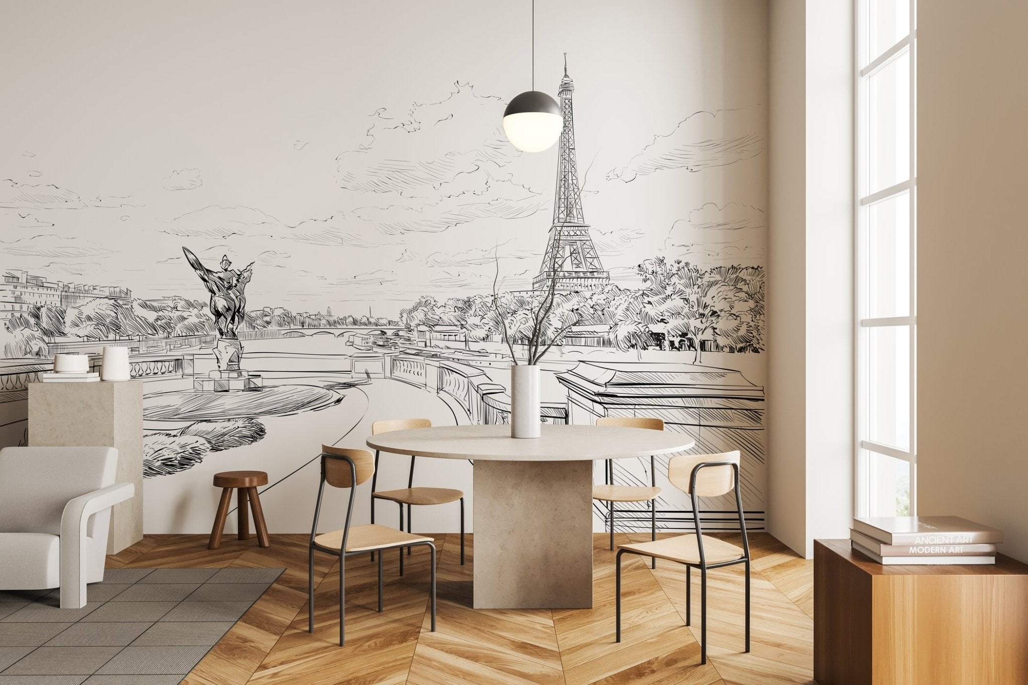Papier peint pont Bir Hakeim vue tour Eiffel, XXL, tendance