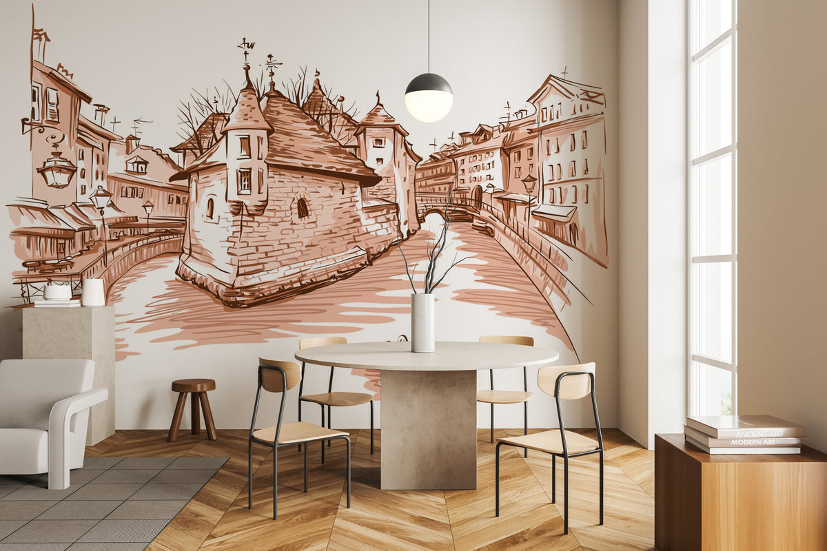 Venice of the Alps terracotta wallpaper