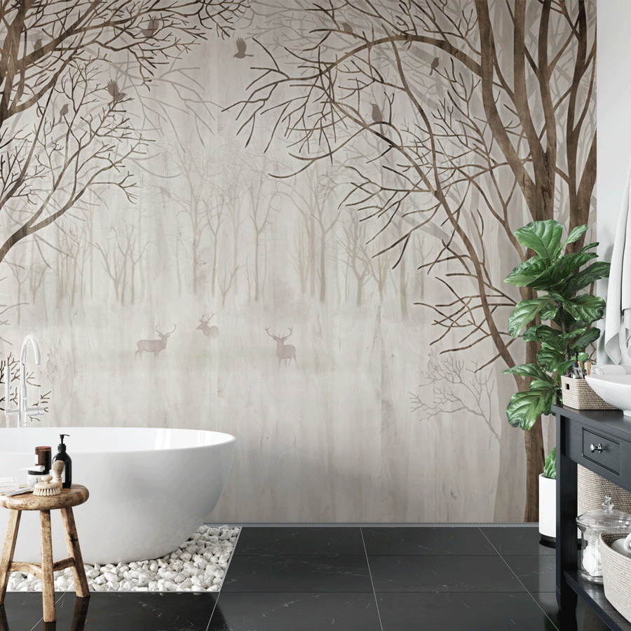 Papier peint sur mesure forêt bienvenue dans le bois - Muralconcept