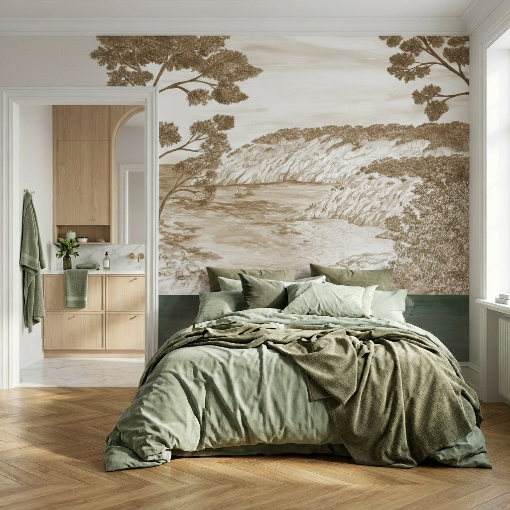 Panoramic Wallpaper - The Calanques of the South in Sepia Tones
