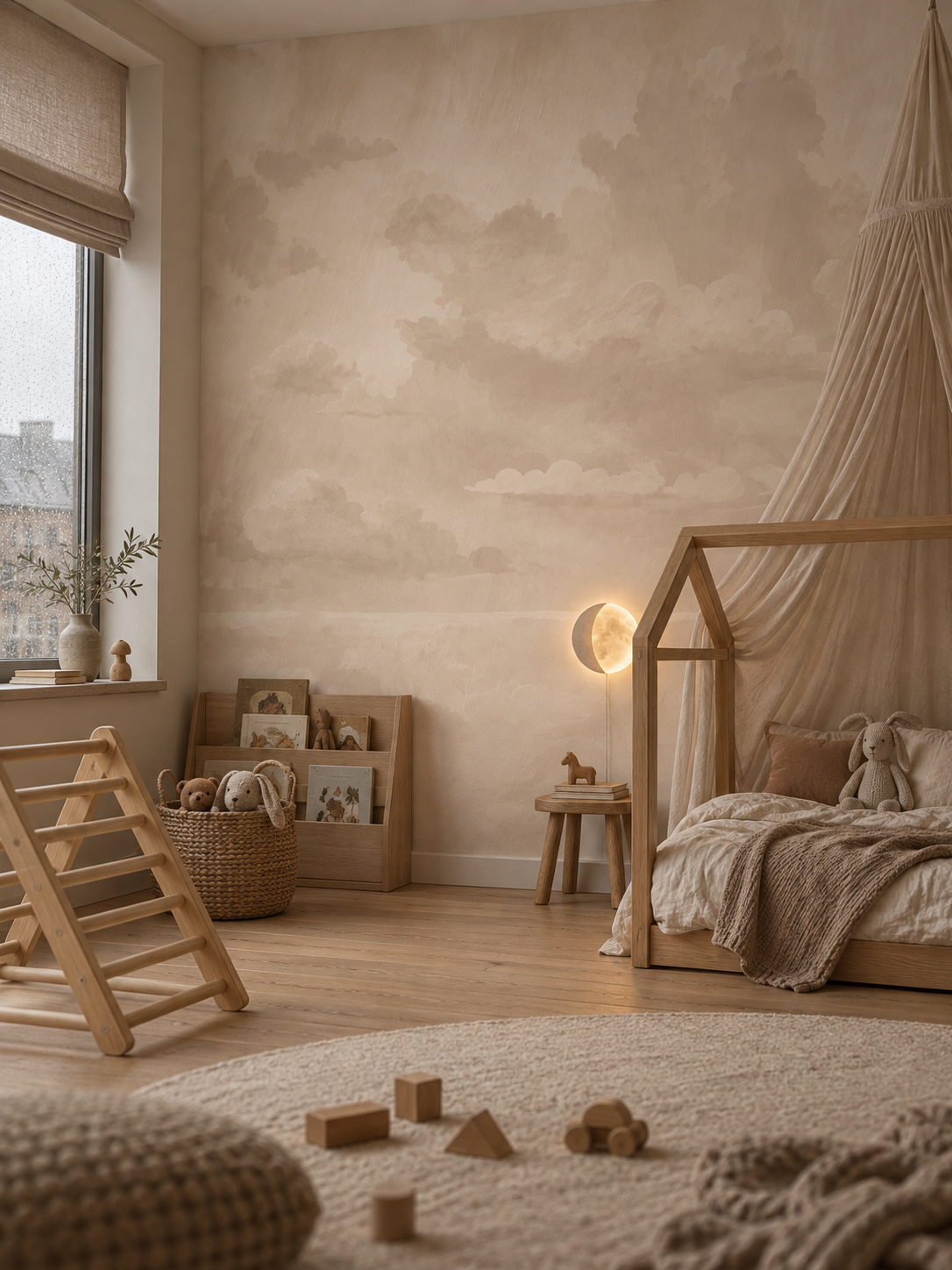 Velvet Sky Panoramic Wallpaper - Beige Clouds