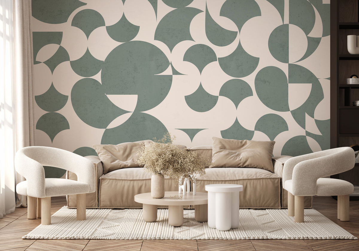 Retro wallpaper graphic shape slate green