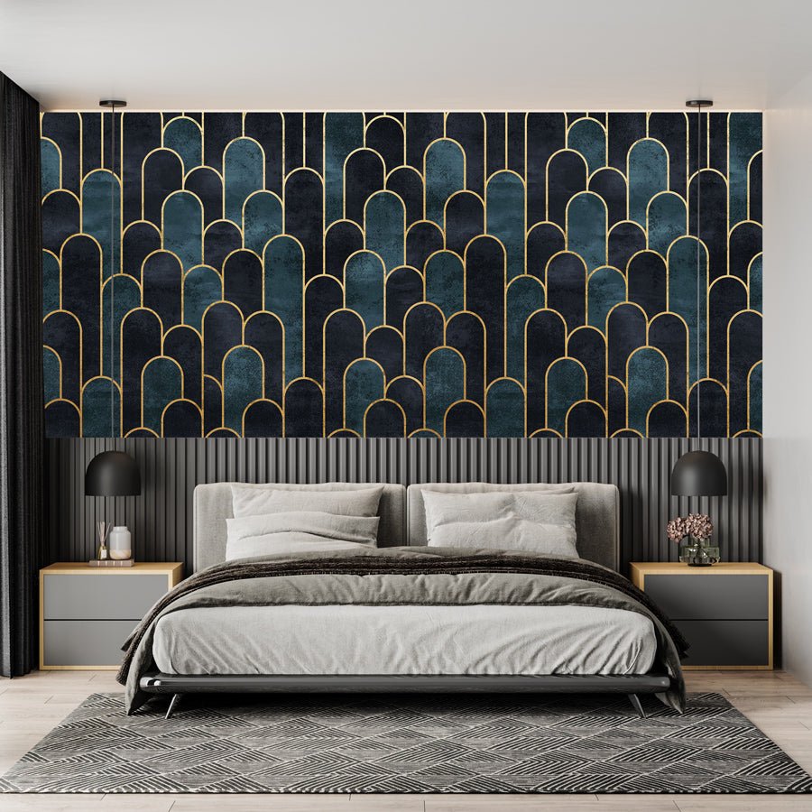 Dark blue chic wallpaper