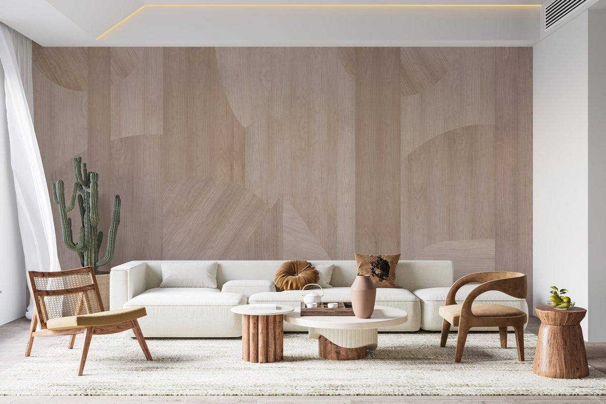 Geometric wood panel wallpaper