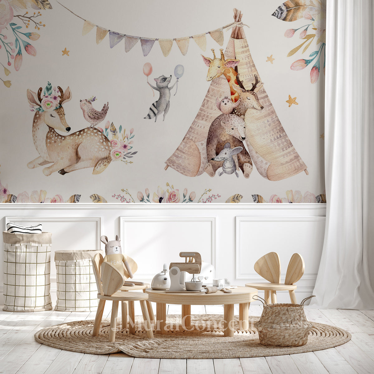 Panoramic children's bedroom wallpaper