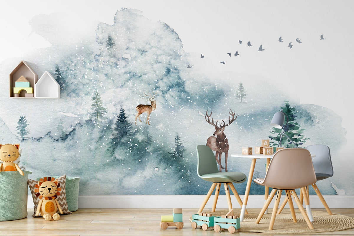 Cerf & Scandinavian wallpaper