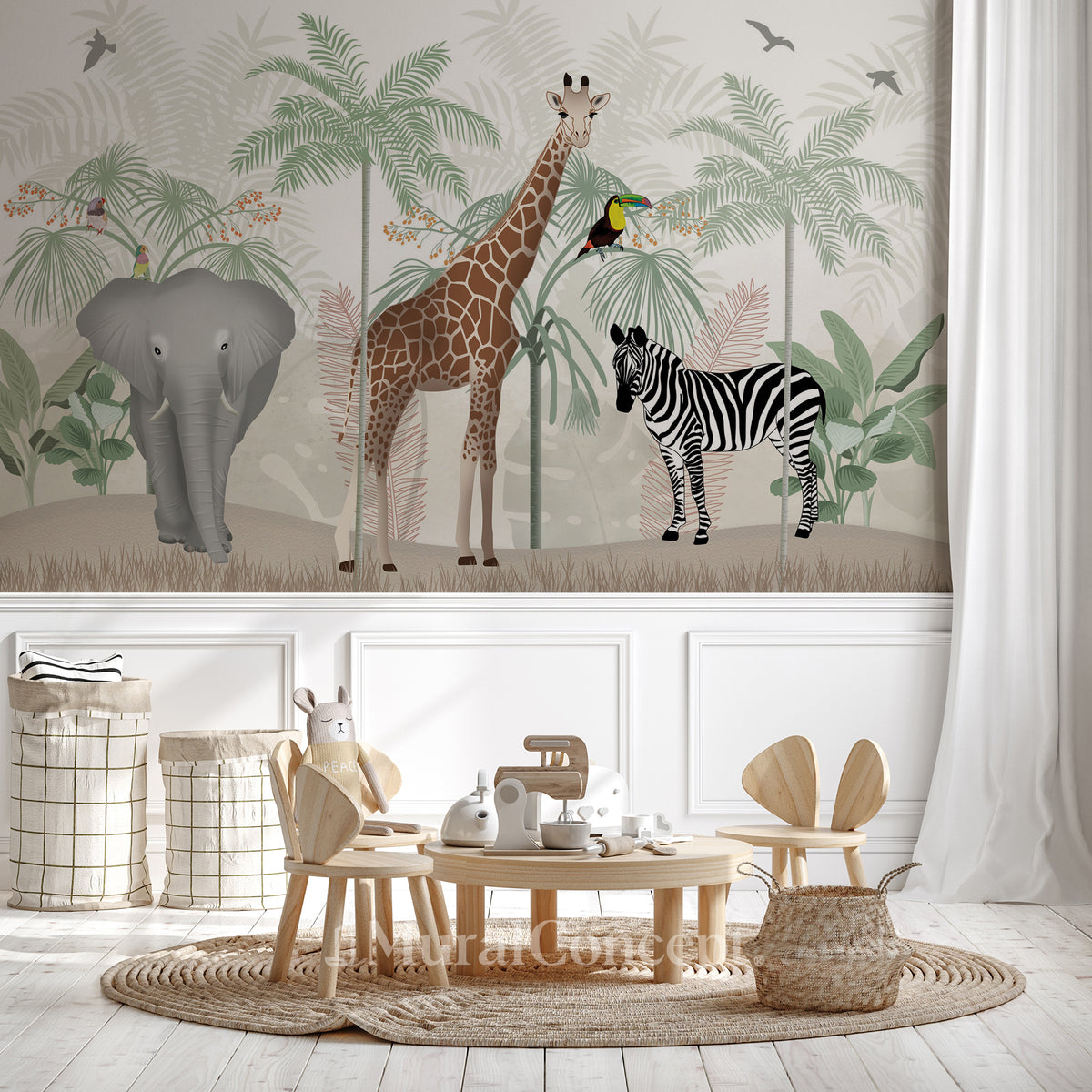 Children's savannah animals wallpaper