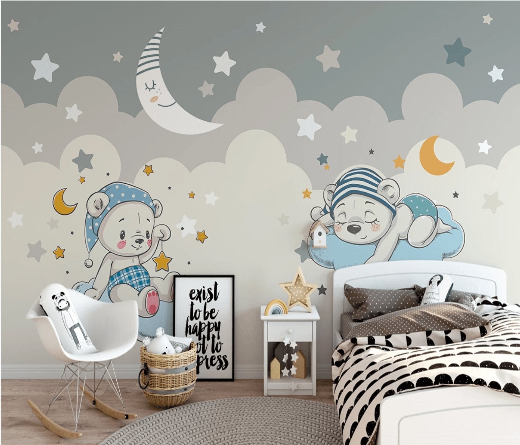 Papier peint  Bébés Oursons rêveurs - papier peint sur mesure francais - muralconcept