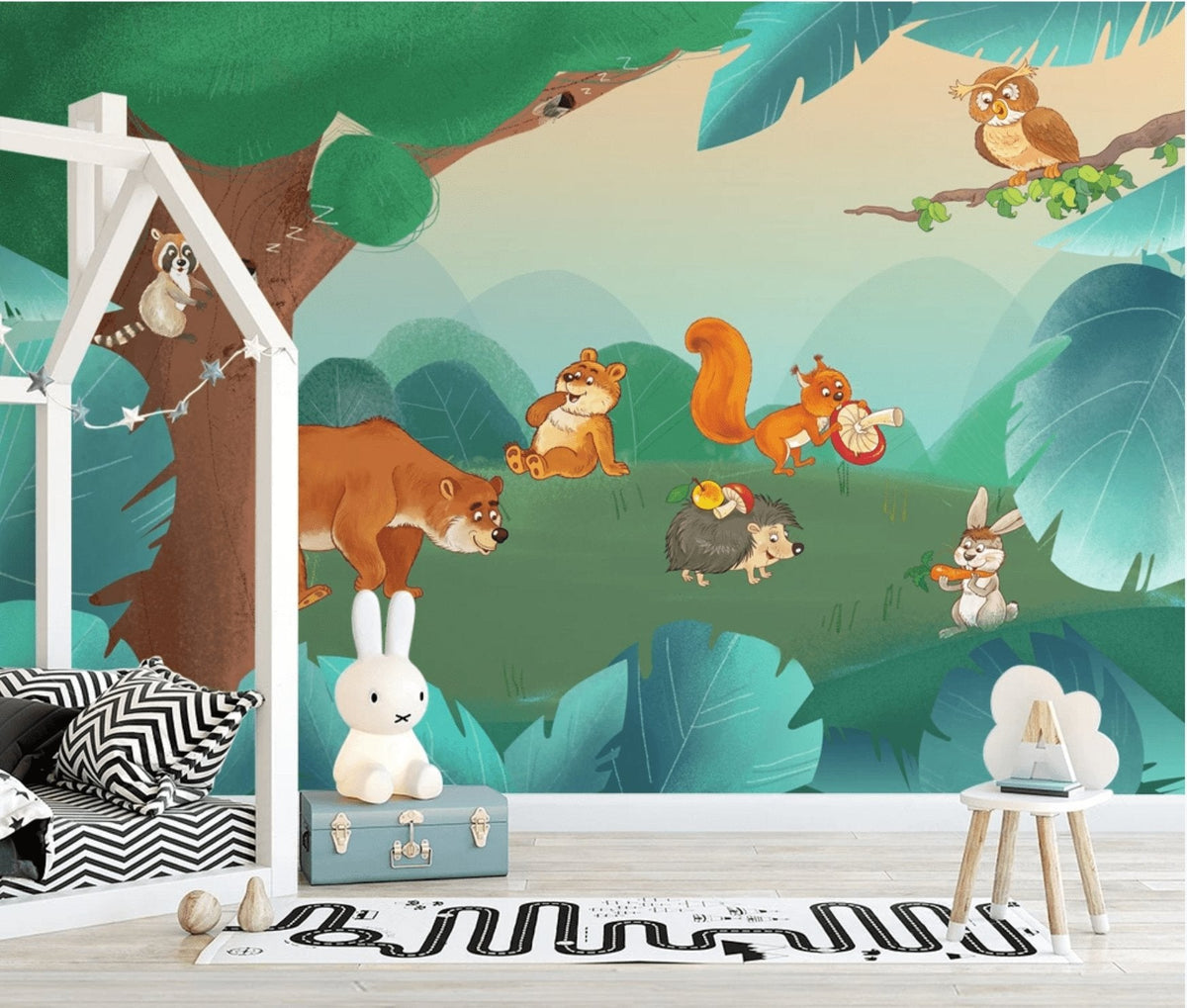 Forest friends children's wallpaper