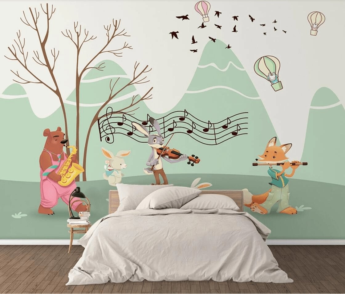 Musical animals wallpaper for kids