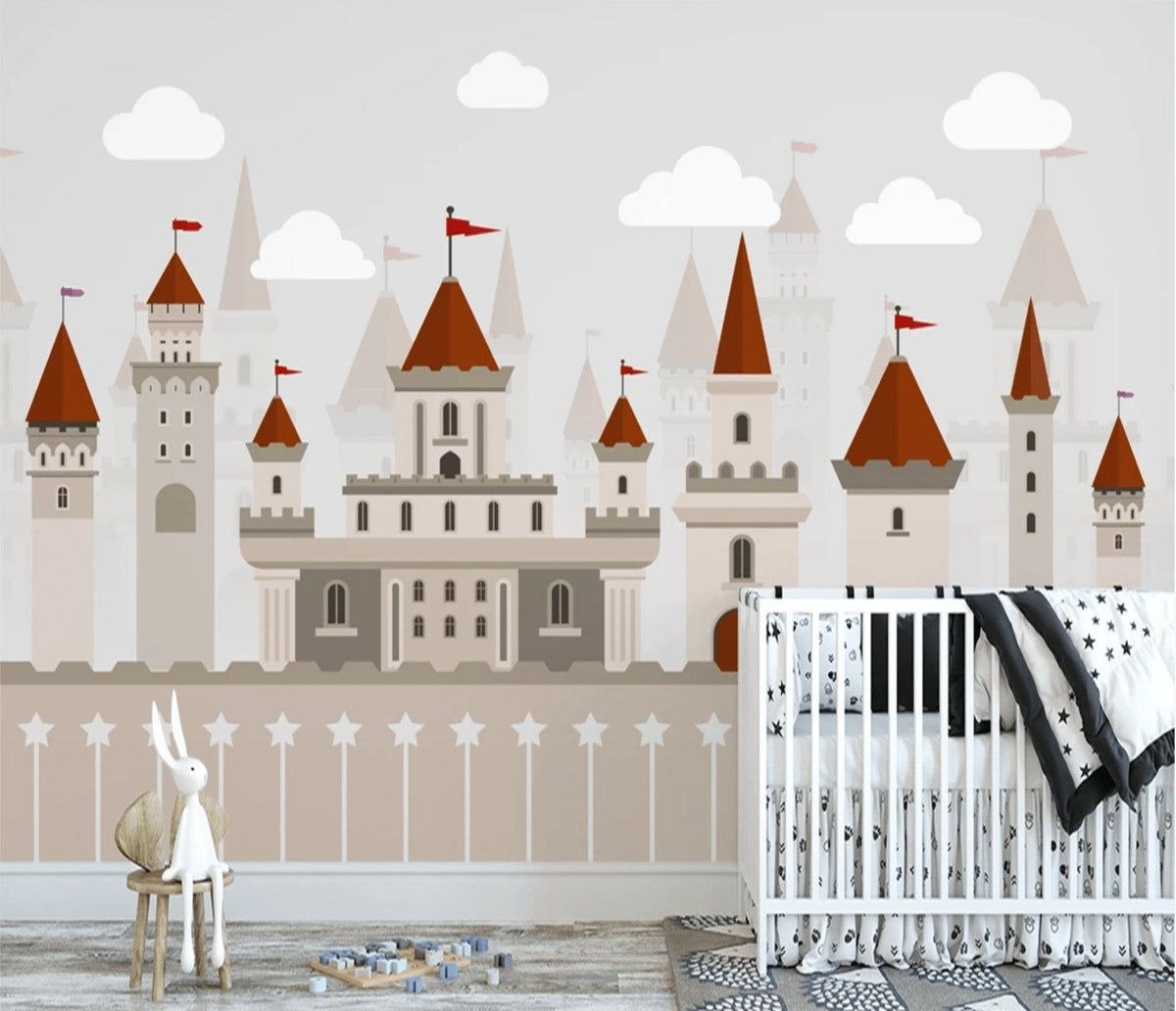 Children's wallpaper castle princess & prince